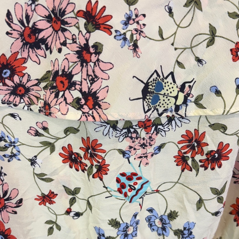 Maje 100% silk Floral Off-Shoulder Dress with Black Belt size 3 ( fits M/L) - Picture 6 of 11